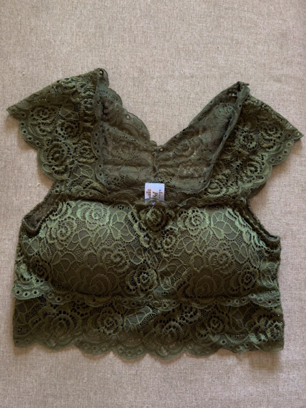Olive Green Lace Bralette Top